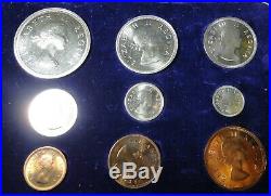1957 South Africa 9 coin Proof Set 6 Silver Coins750 mintage with Box