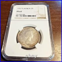 1957 South African 2 Shillings PF 67. Top Pop 1 of 19