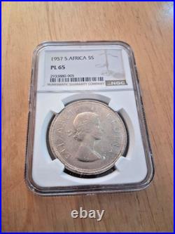 1957 South African 5 Shillings NGC PL 65