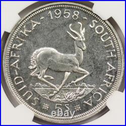 1958 S. Africa Silver 5 Shillings NGC PL66 Proof-Like