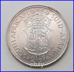 1959 South Africa Queen Elizabeth Half Crown Uncirculated Coin /F28
