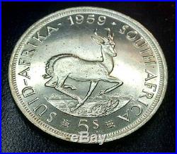 1959 south africa PROOFLIKE Silver Crown 5 Shilling 5S KEY DATE RARE 6K MINTED