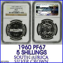 1960 Silver 5 Shillings Pf67 Ngc South Africa 5s Union Anniversary Proof