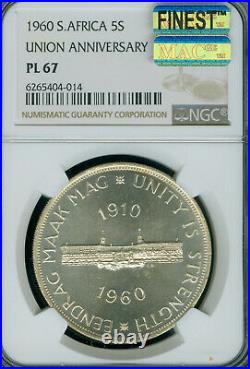 1960 South Africa 5 Shillings Ngc Pl67 Pq Finest Grade Mac Spotless