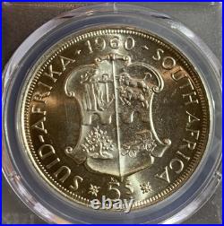 1960 South Africa 5 Shillings Silver Coin Pcgs Ms63
