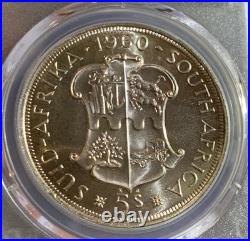 1960 South Africa 5 Shillings Silver Coin Pcgs Pr67