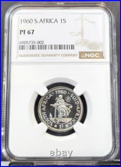 1960 South Africa Silver 1 Shilling Woman & Anchor Ngc Pf 67 Rare Gem Proof
