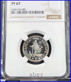1960 South Africa Silver 1 Shilling Woman & Anchor Ngc Pf 67 Rare Gem Proof