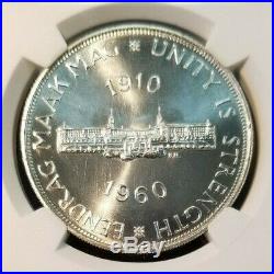 1960 South Africa Silver 5 Shillings Union Anniversary Ngc Pl 68 Top Pop