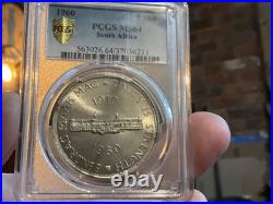 1960 South Africa silver 5 shillings, Union Commemorativ, PCGS MS64, KM-55 (SA9)