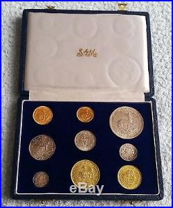1961 Gold 1&2 Rand South Africa Gold Silver 9 Coins Long Proof Set