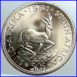 1961 SOUTH AFRICA Founder Jan van Riebeeck Deer OLD Silver 50 Cent Coin i102572