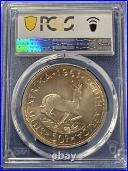 1961 South Africa 50C KM-62 Ag PCGS PL67. Large Silver Coin