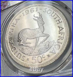 1961 South Africa 50 Cents PCGS PL67 Silver Registry Coin KM 62 50C Proof Like