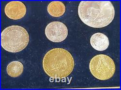 1961 South Africa 9 Coin Long Proof Set withgold 1 &2 Rand 3100 Minted withcase