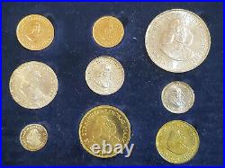 1961 South Africa 9 Coin Long Proof Set withgold 1 &2 Rand 3100 Minted withcase