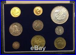 1961 South Africa 9 Coin Specimen Set Box With Silver & Gold Pristine