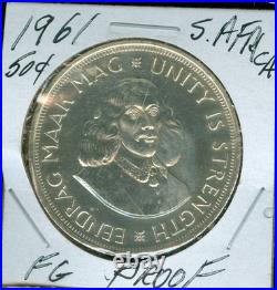 1961 South Africa Silver 50 Cents Finest Grade Proof Low Mintage