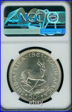 1961 South Africa Silver 50 Cents Ngc Pl67+ Mac Finest Grade Mac Spotless