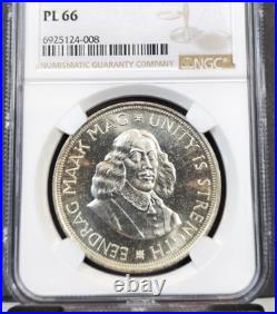 1961 South Africa Silver 50 Cents Unity Is Strength Ngc Pl 66 Scarce Gem Coin