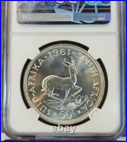 1961 South Africa Silver 50 Cents Unity Is Strength Ngc Pl 67 Bright Gem Bu