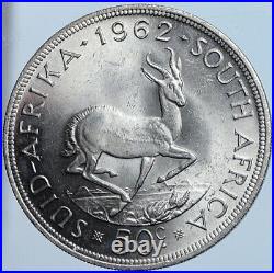 1962 SOUTH AFRICA Founder Jan van Riebeeck Deer OLD Silver 50 Cents Coin i114554