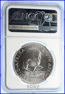 1962 SOUTH AFRICA Jan van Riebeeck Deer Prooflike Silver 50Cent Coin NGC i106264