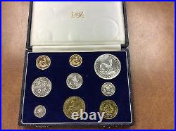 1962 South AFRICA Proof Set of 9 1 & 2 Rand. 3532 oz gold low mintage 1,544