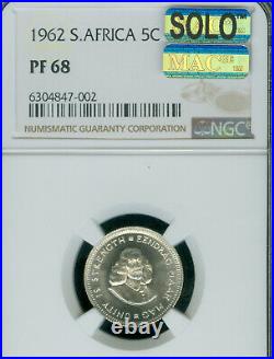 1962 South Africa 5 Silver Cents Ngc Pf68 Solo Finest Grade Mac Spotless