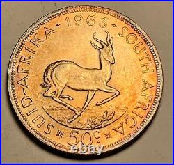 1963 South Africa 50 Cents Silver Multi-color Toned Coin
