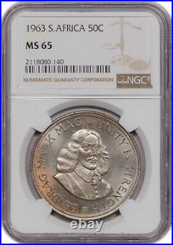 1963 South Africa Toned 50 Cents Ngc Ms 65 Only 7 Graded Higher Worldwide