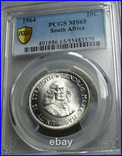 1964 20c Cents South Africa Silver TOP POP - PCGS MS-65 Coin - #852C
