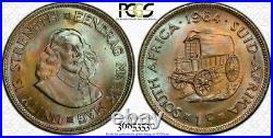 1964 SOUTH AFRICA ONE CENT PCGS MS64 Monster Toned TOP POP NINE GRADED HIGHER