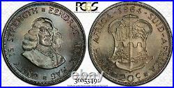 1964 South Africa 20 Cents Silver Pcgs Pr66 Beautiful Color Toned Gem