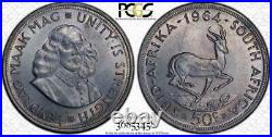 1964 South Africa 50 Cents Bu Uncirculated Pcgs Ms63 Color Toned In High Grade