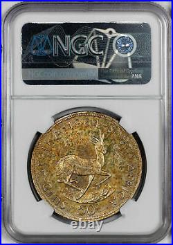1964 South Africa 50 Cents Ngc Pl64 #c Silver Proof Like Toned