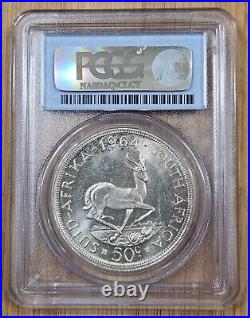 1964 South Africa 50 Cents Silver Coin PCGS PL66 Gold Shield