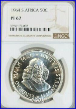 1964 South Africa Silver 50 Cents Springbok Ngc Pf 67 Pq Rare High Grade Gem