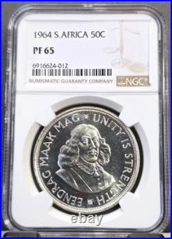 1964 South Africa Silver 50 Cents Springbok Ngc Pl 65 Beautiful Gem Proof Like