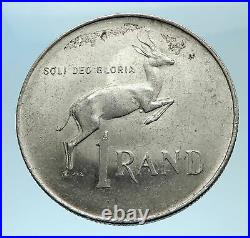 1966 SOUTH AFRICA Founder Jan van Riebeeck & Deer Silver 1 Rand Coin i77532