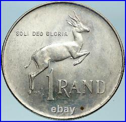 1966 SOUTH AFRICA Founder Jan van Riebeeck & Deer Silver 1 Rand Coin i82803