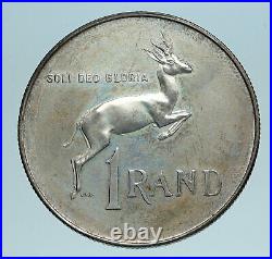 1966 SOUTH AFRICA Founder Jan van Riebeeck & Deer Silver 1 Rand Coin i83350