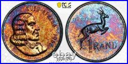 1966 South Africa 1 Rand Afrikaans Silver PCGS PR67 Beautifully Toned 1385