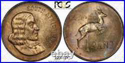 1966 South Africa 1 Rand English Silver PCGS MS65 Beautifully Toned 1387