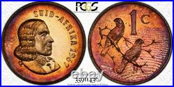 1967 South Africa 1 Cent Pcgs Pr65rb Color Toned Proof Only 8 Graded Higher