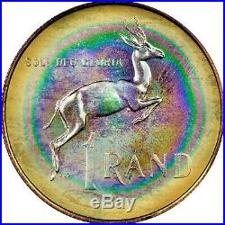 1967 South Africa 1 One Rand Silver Ngc Pf65 Proof Unc Rainbow Target Toned (dr)