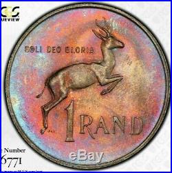 1967 South Africa 1 One Rand Silver Pcgs Ms65 Only 2 Graded Finer Worldwide (dr)