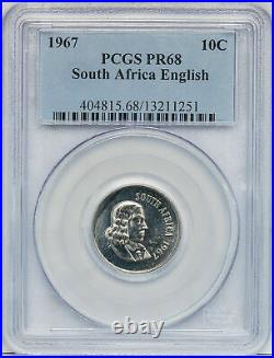 1967 South Africa English 10 Cents Pcgs Pr68 Proof Finest Known Worldwide