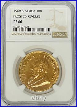 1968 1KR South Africa Gold Krugerrand Frosted Reverse NGC PF66