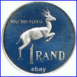 1968 SOUTH AFRICA Founder Jan van Riebeeck Deer PROOF Silver 1 Rand Coin i112292